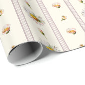 Schattige  Daisy Stripes Crème Wit Cadeaupapier (Rol Hoek)
