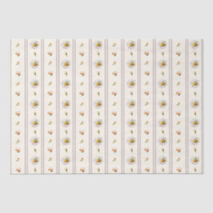 Schattige Daisy Stripes Crème Wit Tissuepapier