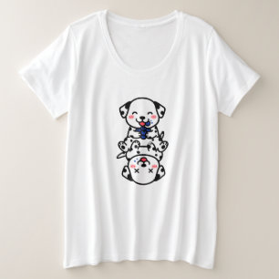 Schattige Dalmatiër Puppies Blauwe Bes Fun Grote Maat T-shirt