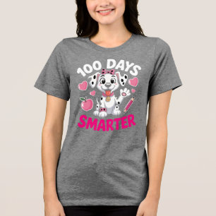 Schattige Dalmatische Puppy 100 Dagen Slimmer Scho Tri-Blend Shirt