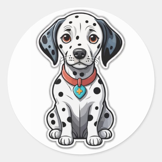 Schattige Dalmatische Puppy Sticker: Schattigee Sp Ronde Sticker (Voorkant)