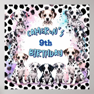 Schattige Dalmatische Puppy Waterverf Verjaardag Poster