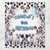 Schattige Dalmatische Verjaardag Wijn Label Set Wijn Etiket (Enkel label)