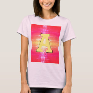 Schattige dames T-shirt met roze koraal en geel