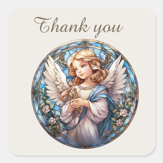 Schattige dank je Angel Vierkante Sticker (Voorkant)