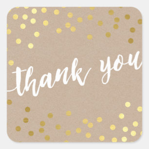 SCHATTIGE DANK U gouden confetti handgetrokken typ Vierkante Sticker