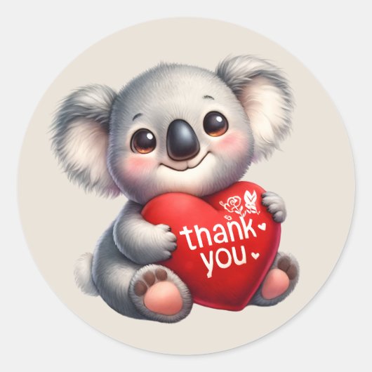 Schattige Dank u Koala beer Ronde Sticker (Voorkant)
