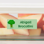 Schattige dansen broccoli cartoon gepersonaliseerd labels (Aangebracht)