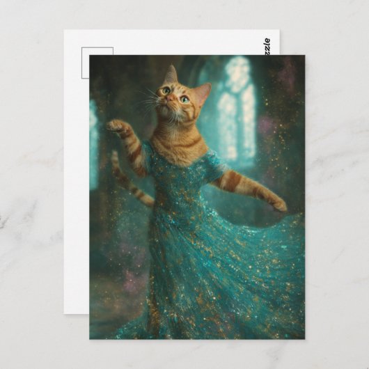 Schattige dansende gemberkat briefkaart (Voorkant / Achterkant)