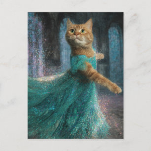 Schattige dansende kat briefkaart