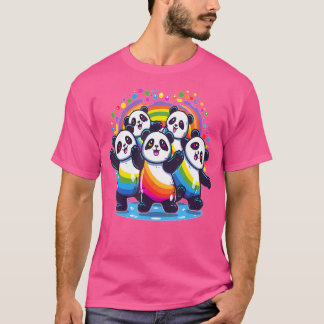 Schattige Dansende Regenboogpanda's Edm Festival T-shirt
