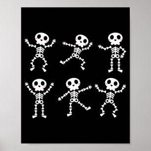 Schattige dansende skelet halloween jongens meisje poster