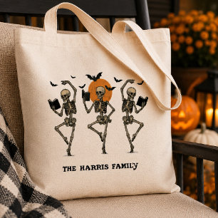 Schattige Dansende Skeletten Gepersonaliseerd Hall Tote Bag