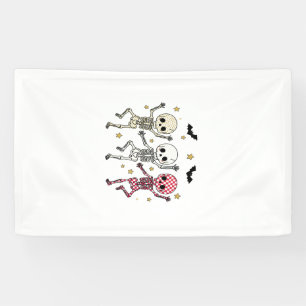 Schattige dansende skeletten voor Halloween Spandoek