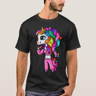 Schattige Darts Speler Eenhoorn Meisje Grappige Da T-shirt