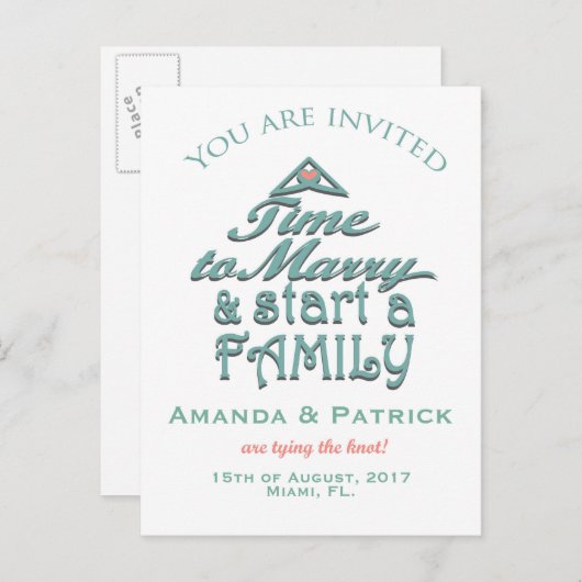 Schattige De datum opslaan Aankondigingskaart (Voorkant / Achterkant)