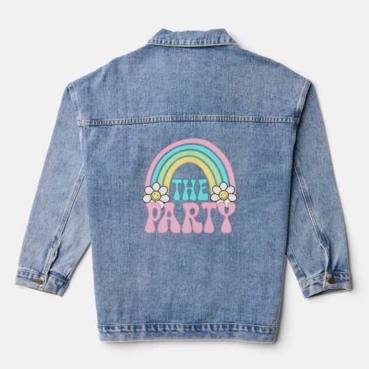 Schattige de partij Retro Hippie Bachelorette Part Denim Jacket (Achterkant)