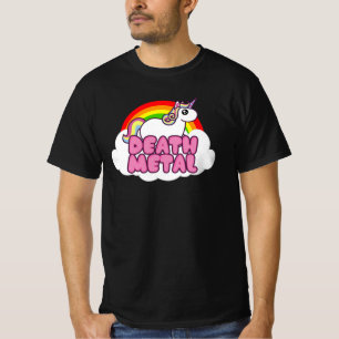 Schattige Death Metal Eenhoorn Rainbow Heavy Scary T-shirt