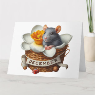Schattige December Mouse Verjaardag Kaart