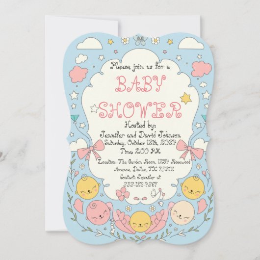 Schattige delicaat Baby shower Kaart (Voorkant)
