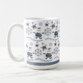 Schattige Denim Kerstmis Santa Pattern Koffiemok (Links)