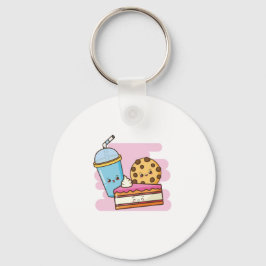 Schattige desserttrio - taart, koekje en Drink Sleutelhanger