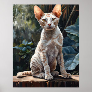 Schattige Devon Rex Cat Art Print Poster