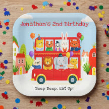 Schattige dier dubbeldekker feestbus verjaardag