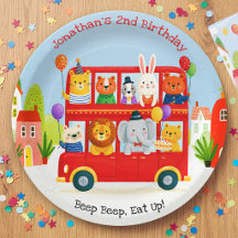 Schattige dier dubbeldekker feestbus verjaardag