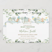 Schattige Dieren Auto's Groene Baby Shower Jongen Kaart (Voorkant / Achterkant)