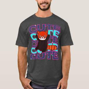 Schattige dieren Cute Red Panda Grey en Azure Col T-shirt