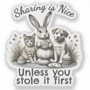 Schattige dieren die koekjes eten delen stelen mor sticker
