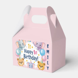 Schattige dieren Happy 1st Birthday Paper Bord Bedankdoosjes