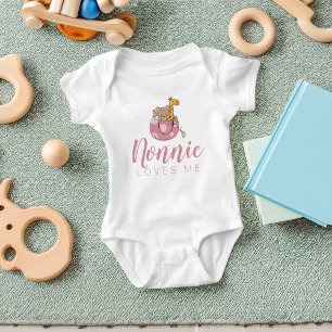 Schattige dieren in een mand Nonnie houdt van mij Romper