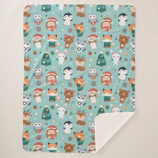 Schattige dieren Sherpa Blanket Deken (Voorkant)