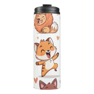 Schattige Dieren Sticker Aardige Cartoon Karakters Thermosbeker