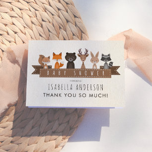 Schattige Dieren uit het Bos Baby Shower   Dank je Bedankkaart