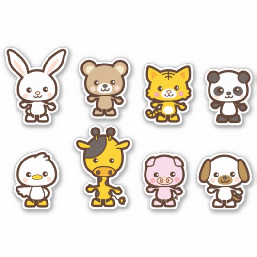 schattige dieren VinylSticker Sticker (Voorkant)