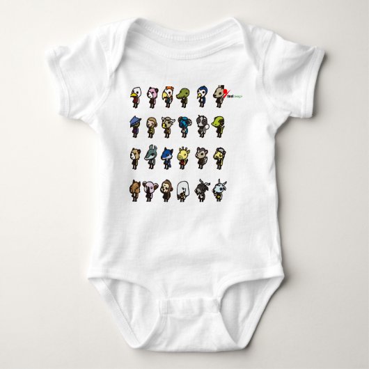Schattige Dierenvrienden Baby Bodysuit (Voorkant)