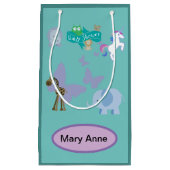 Schattige Dierenvrienden Baby shower Turquoise Klein Cadeauzakje (Voorkant)