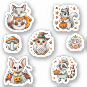 schattige dierlijke herfst Stickers Pack