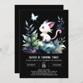 Schattige digitale kattenverjaardag kaart (Voorkant / Achterkant)