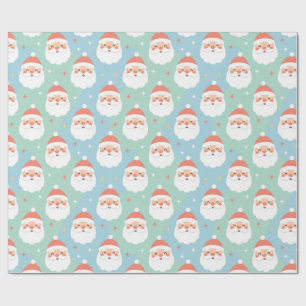 Schattige dikke kerstmanhoofden Pastelkleurige Naa Cadeaupapier