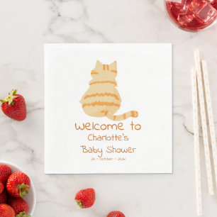 Schattige dikke oranje kat baby shower servet