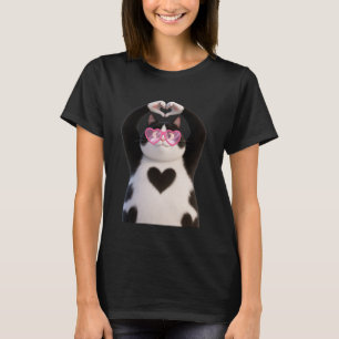 Schattige dikke zwarte kat vader moeder harten zon t-shirt