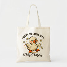 Schattige Dilly Dallying Eend Retro Bloemen Grappi