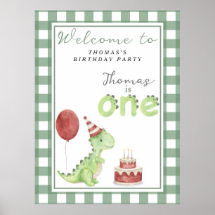 Schattige Dino 1e verjaardagsfeestje Poster