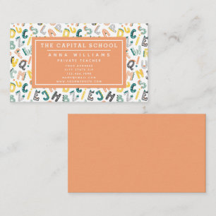 Schattige Dino alfabet - Docent   Privédocent Visitekaartje