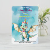 Schattige DIno Baby Dinosaurussen 1e Verjaardag fe Save The Date (Staand voorkant)