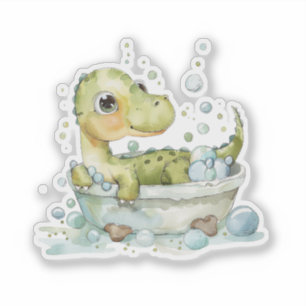 Schattige Dino Bad Tijd Sticker